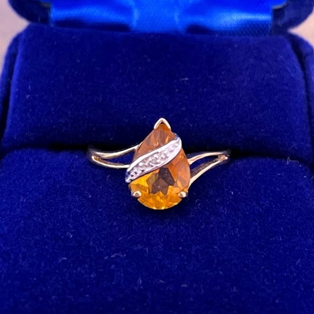 Orange Sterling Silver Boscov's Zircon Ring Vintage with mystery gift 🎁